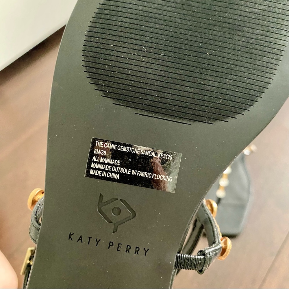 NEW Katy Perry Resortwear Camie Gemstone Ankle Strap Square Toe Thong Sandal - Picture 4 of 6